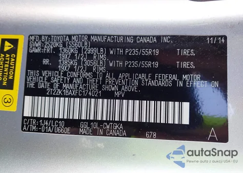 2015 Lexus Rx 350 из США, поврежденный, VIN 2T2ZK1BAXFC174021